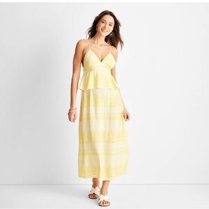 Women’s size 10 NWT Midi Ruffle Dress Jenny K. Lopez Future Collective Yellow